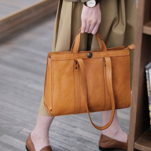 Vintage Womens Leather Tote Shoulder Handbags