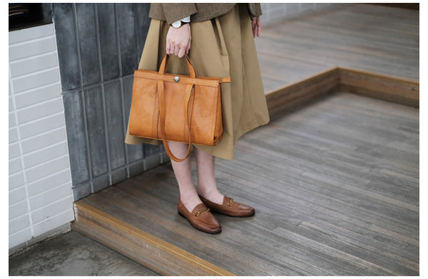 Vintage Womens Leather Tote Shoulder Handbags Cowhide