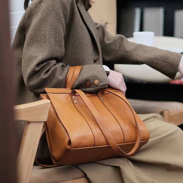 Vintage Womens Leather Tote Shoulder Handbags Elegant