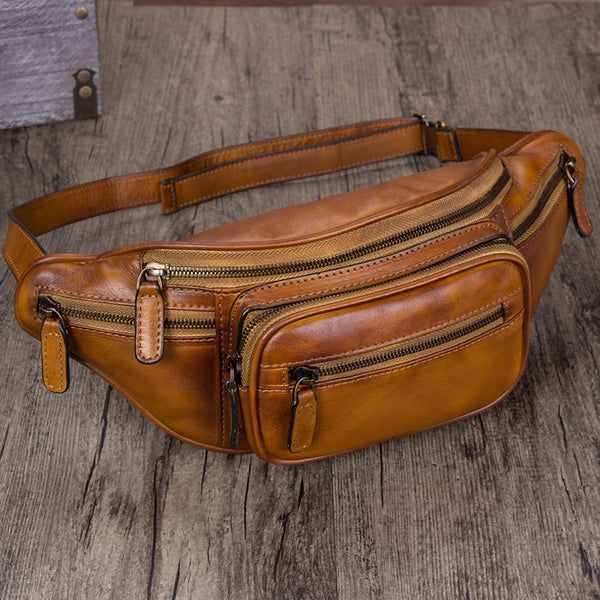 Vintage Womens Leather Waist Bag Chest Bag For Women Accessories