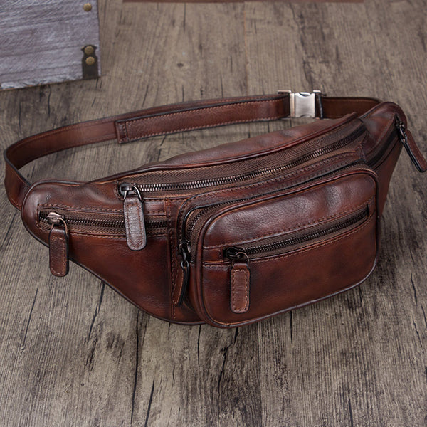 Vintage Womens Leather Waist Bag Chest Bag For Women Beautiful