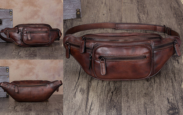 Vintage Womens Leather Waist Bag Chest Bag For Women Cool