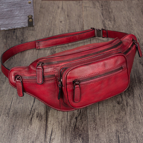 Vintage Womens Leather Waist Bag Chest Bag For Women Durable