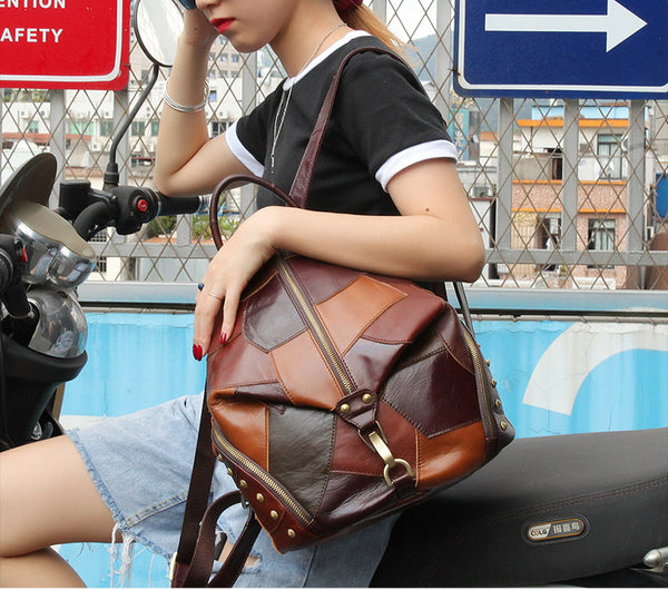 Vintage Womens Leather Western Backpack Purse Ladies Rucksack Bag For Women