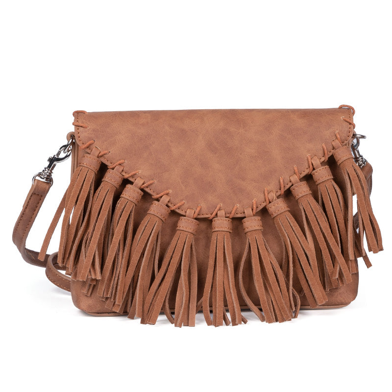 Addy Natural Fringe Clutch - Blue Bungalow