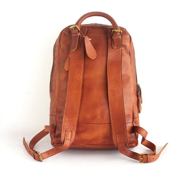 Vintage Womens Small Brown Leather Backpack Bag Purse Cool Backpacks for Women Chic