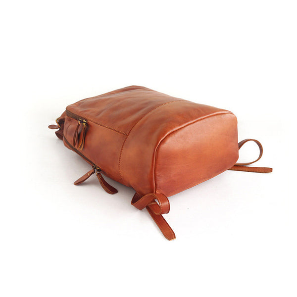 Vintage Womens Small Brown Leather Backpack Bag Purse Cool Backpacks for Women Designer