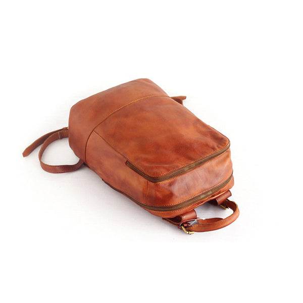 Vintage Womens Small Brown Leather Backpack Bag Purse Cool Backpacks for Women Details