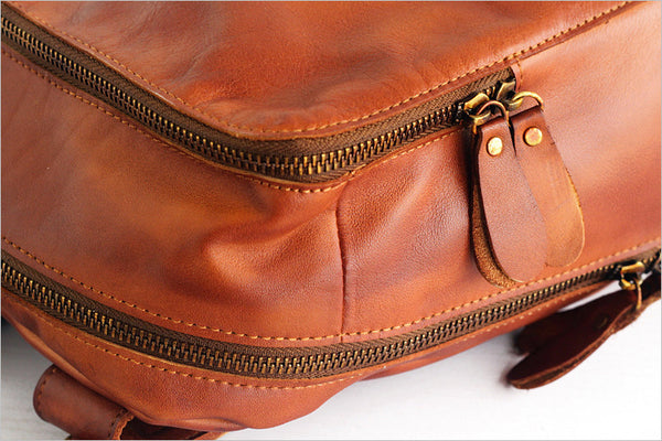Vintage Womens Small Brown Leather Backpack Bag Purse Cool Backpacks for Women Genuine Leather