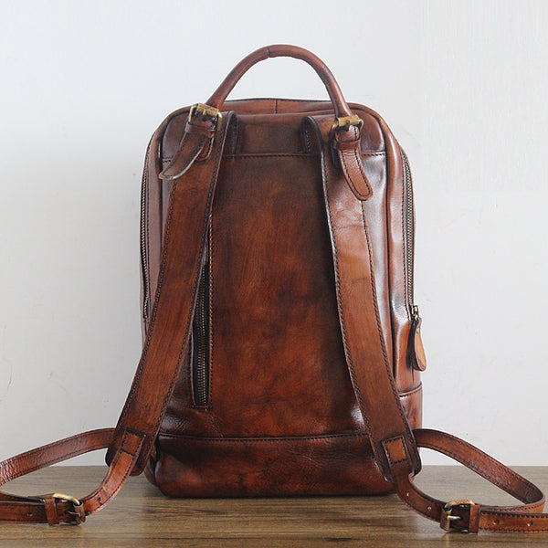 Vintage Womens Small Brown Leather Backpack Bag Purse Cool Backpacks
