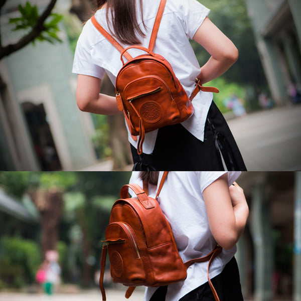 Vintage Womens Mini Genuine Leather Backpack Bag Purse Backpacks for Women funky