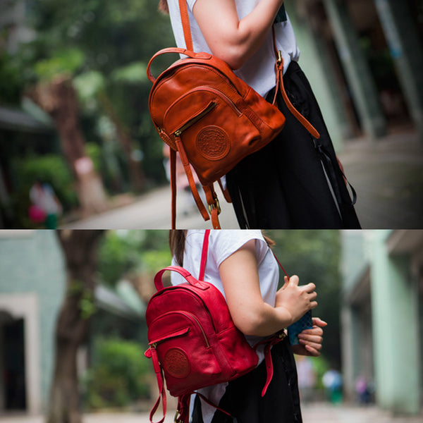 Vintage Womens Mini Genuine Leather Backpack Bag Purse Backpacks for Women stylish