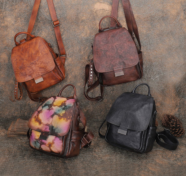 Vintage Womens Small Leather Backpack Purse Cross Shoulder Bag Handbags for Women Cool