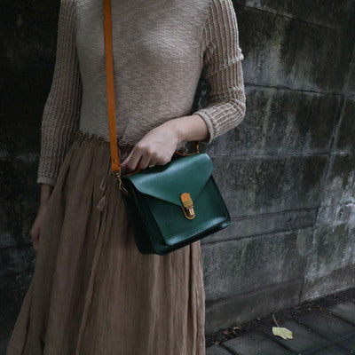 Vintage Womens Small Leather Crossbody Satchel Bag Shoulder Handbags For Women Green