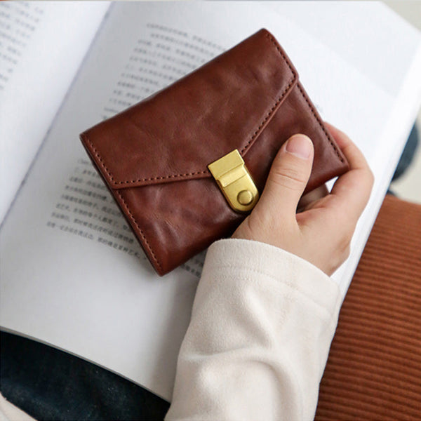 Small Trifold Wallet Womens Leather Billfold
