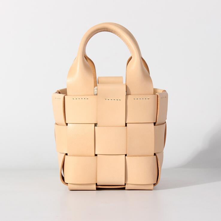 Women's Brown Genuine Leather Shoulder Bucket Bag
