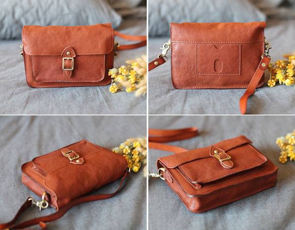  Vintage handmade Genuine Soft Leather Messenger Crossbody Bag Satchel Purses Women