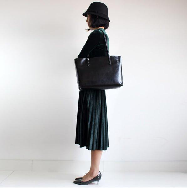 Vintga Black Leather Womens Tote Bag Handbags Shoulder Bag for Women cute