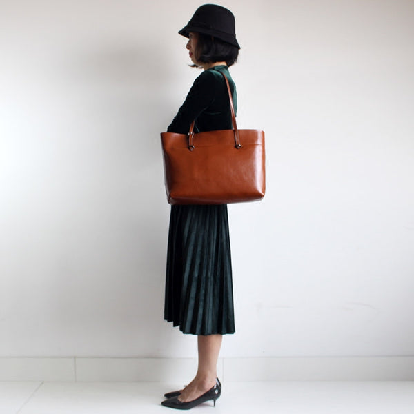 Vintga Brown Leather Womens Tote Bag Handbags Shoulder Bag for Women beautiful