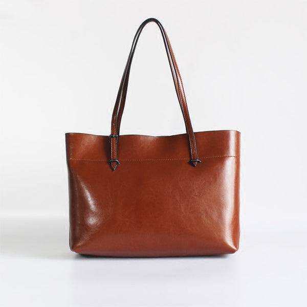 Vintga Brown Leather Womens Tote Bag Handbags Shoulder Bag for Women