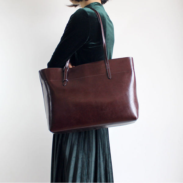 Vintga Red Leather Womens Tote Bag Handbags Shoulder Bag for Women cool