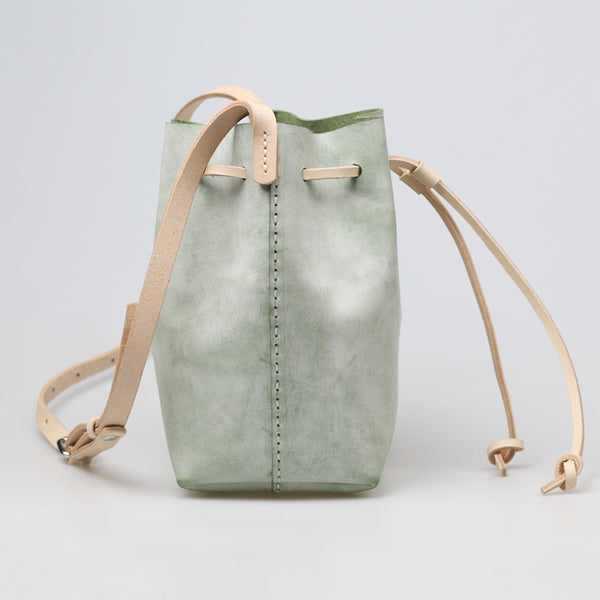 Wax Leather Bucket Bag Womens Crossbody Bags Shoulder Bag for Women