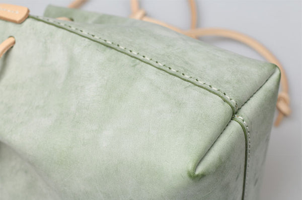 Wax Leather Bucket Bag Womens Crossbody Bags Shoulder Bag for Women Details