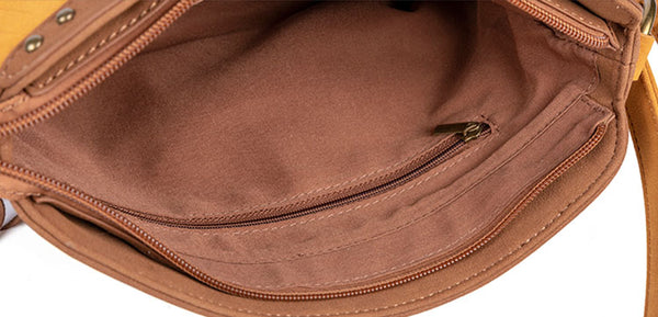 Western Boho Vegan Leather Fringe Crossbody Bag Purse Suede Tassel Bag for Women Inside