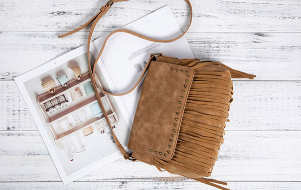 Western Ladies Brown Vegan Leather Fringe Crossbody Purse Shoulder Bag For Women Chic