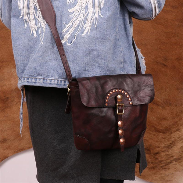 Western Womens Boho Leather Crossbody Satchel Purse Small Shoulder Bag for Women Cute