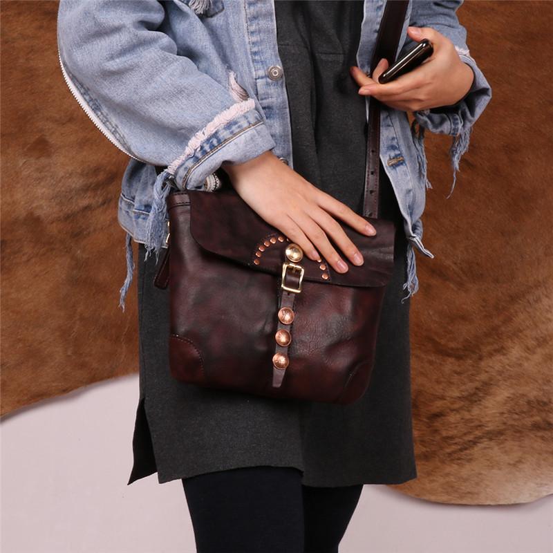 Western Womens Boho Leather Crossbody Satchel Purse Small Shoulder Bag for Women Details