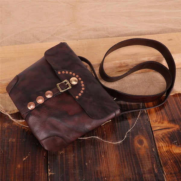 Western Womens Boho Leather Crossbody Satchel Purse Small Shoulder Bag for Women Handmade
