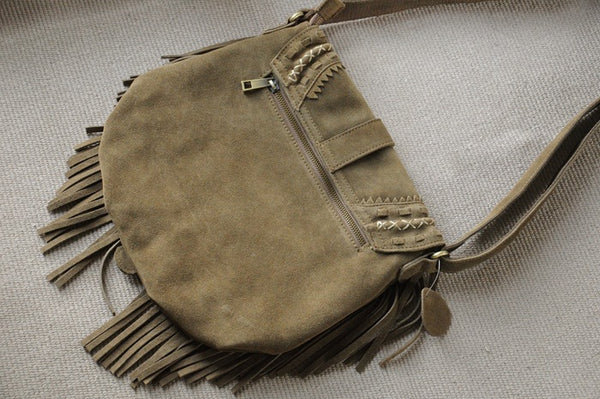 Western Womens Boho Leather Suede Fringe Crossbody Purse Satchel Bag for Women Cool