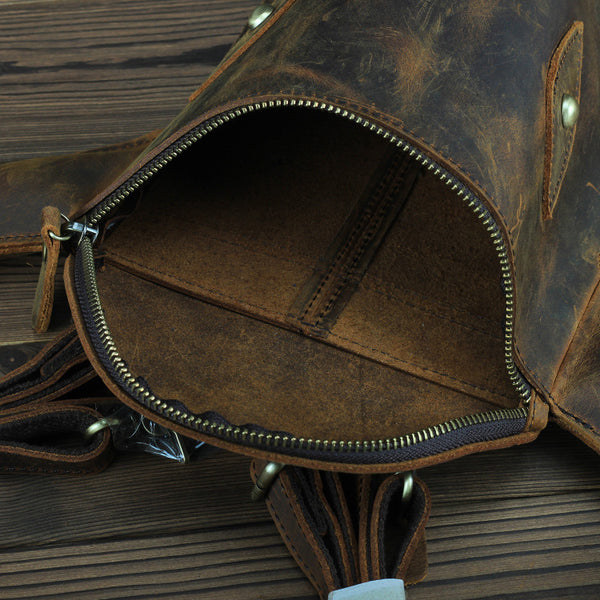 Western Womens Brown Leather Backpack Bag Purses Cool Backpacks for Women Cowhide