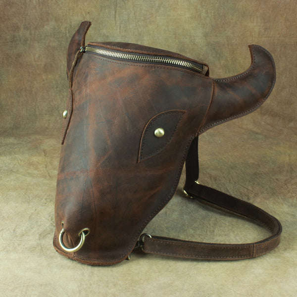 Western Womens Brown Leather Backpack Bag Purses