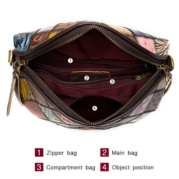 Western Womens Leather Boho Crossbody Bag Shoulder Purse Chest Bag Inside