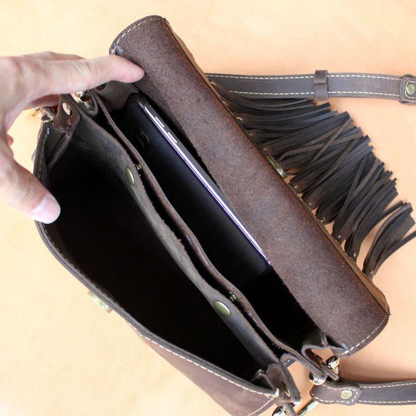 Western Womens Leather Fringe Crossbody Bag Purse Small Shoulder Bag for Women Cool
