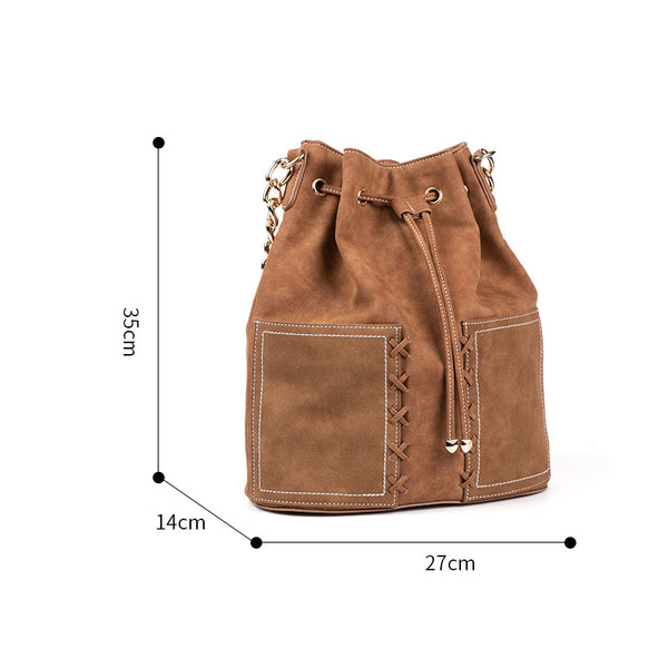 Western Womens Shoulder Bucket Bag Crossbody Boho Bags For Women Brown
