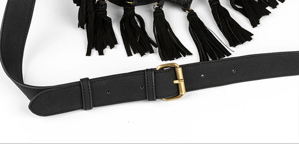 Western Womens Vegan Leather Black Fringe Crossbody Purse Hobo Bag For Women Quality