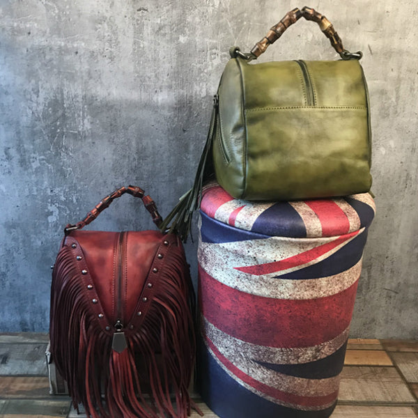 Western Womens Vintage Boho Bags Leather Crossbody Fringe Handbags Details