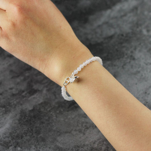 White Agate Beaded Bracelet Handmade Gemstone Jewelry Accessories Gifts Women cute