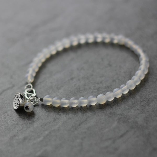 White Agate Beaded Bracelet Handmade Gemstone Jewelry Accessories Gifts Women