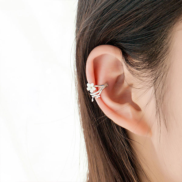 White Flower Cartilage Earrings Sterling Silver Clip On Earrings for Women best