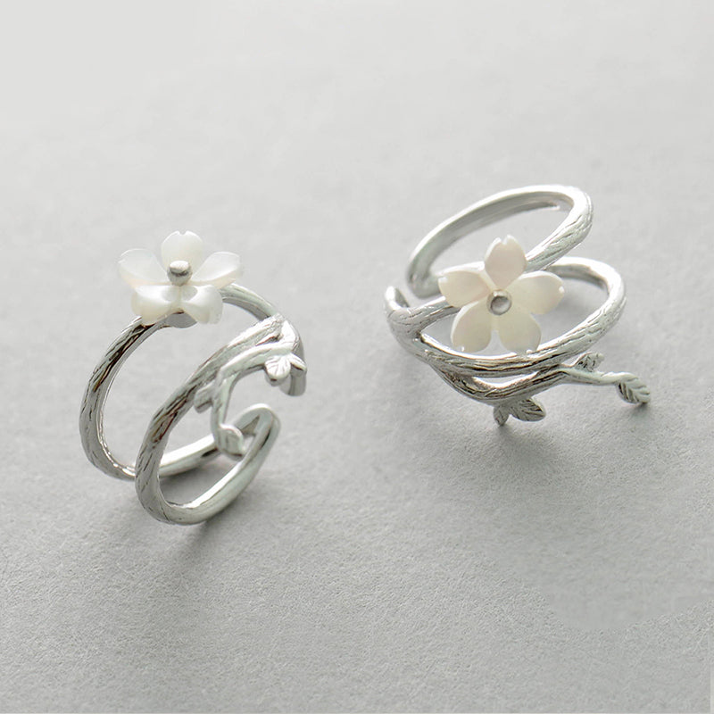 White Flower Cartilage Earrings Sterling Silver Clip On Earrings
