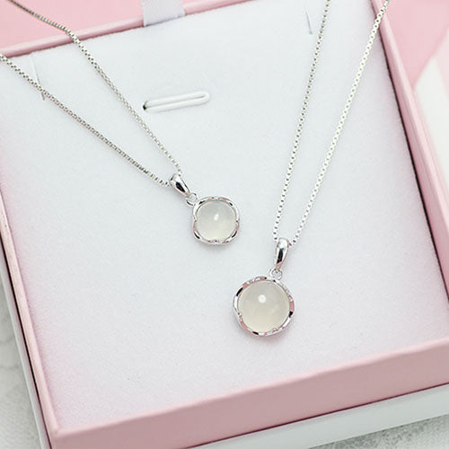 White Jade Pendant Necklace Silver Gemstone Jewelry Accessories Gift Women girls