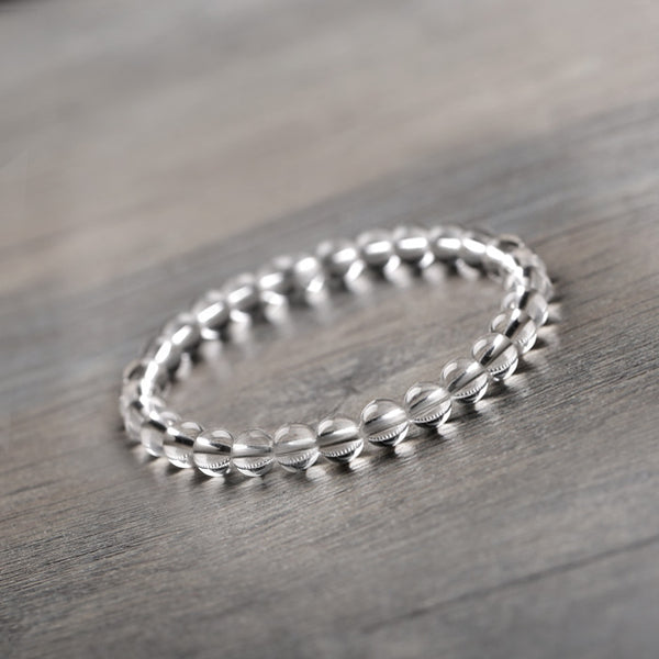 White Quartz Crystal Bead Bracelet Handmade Couples Lovers Jewelry Accessories Women Men cute