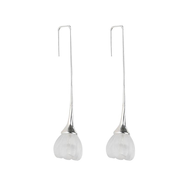 White Quartz Dangle Earrings Silver Gifts Women