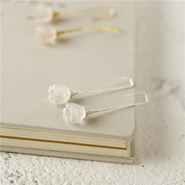 White Quartz Dangle Earrings Silver Gifts Women hook earrings