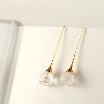 White Quartz Earrings Silver crystal cute