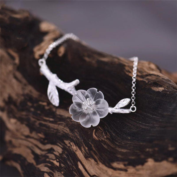 White Quartz Crystal Flower Bracelets in Sterling Silver Gifts For Women
